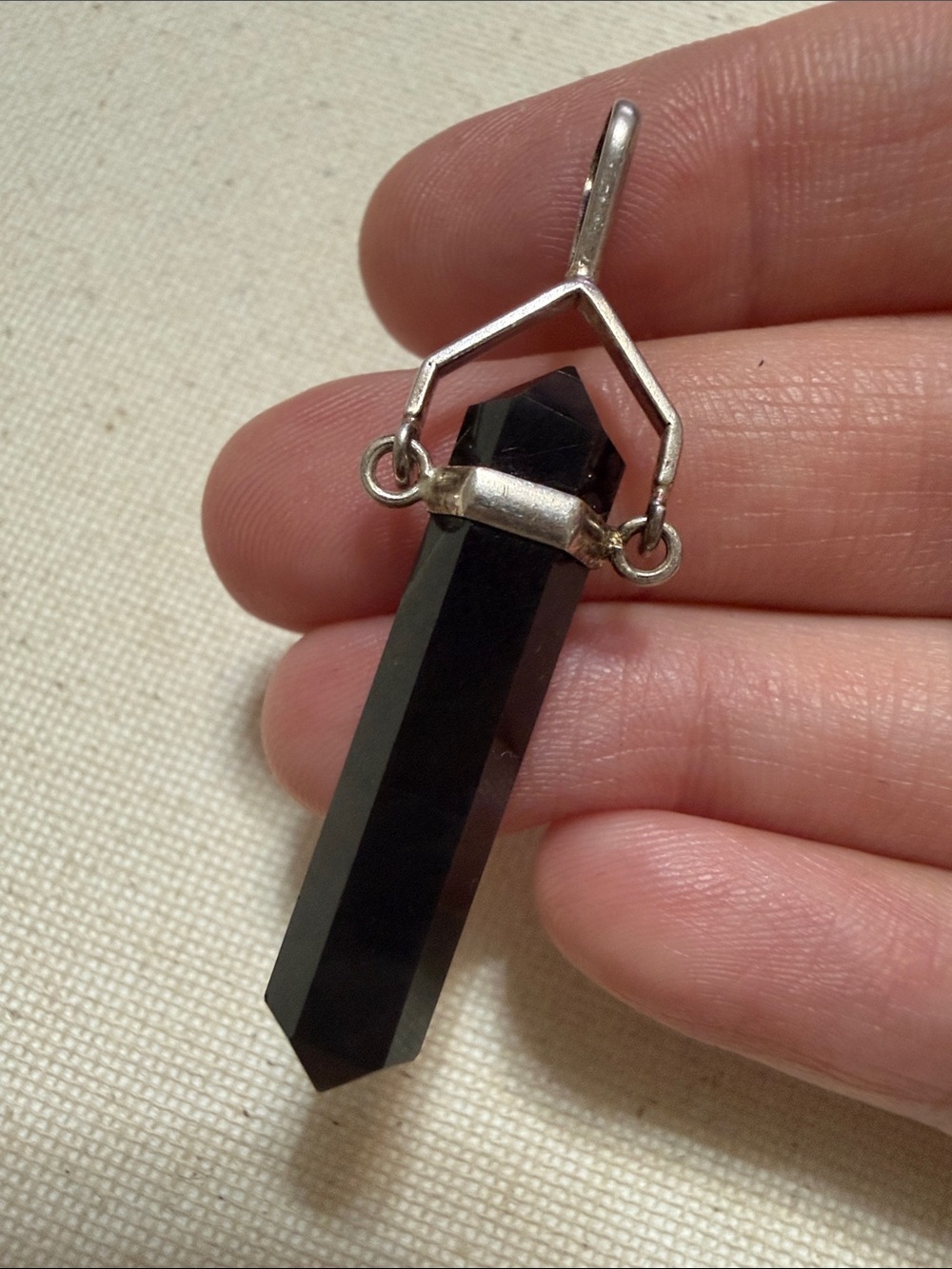 Sterling Silver Black Crystal Pendant Necklace